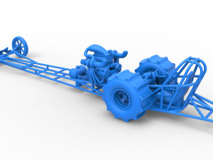 Front engine dirt dragster with turbo V8 Scale 1 to 25 3D Print Model