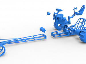 Front engine dirt dragster with turbo V8 Scale 1 to 25 3D Print Model