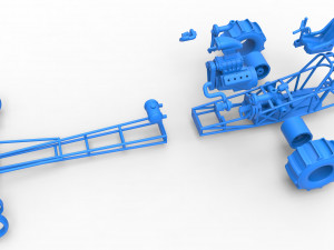 Front engine dirt dragster with turbo V8 Scale 1 to 25 3D Print Model