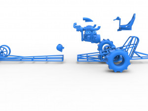 Front engine dirt dragster with turbo V8 Scale 1 to 25 3D Print Model