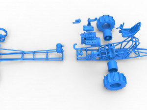 Front engine dirt dragster with turbo V8 Scale 1 to 25 3D Print Model