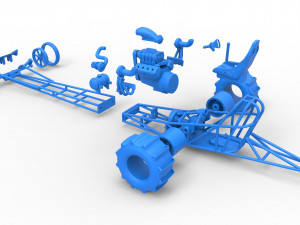 Front engine dirt dragster with turbo V8 Scale 1 to 25 3D Print Model