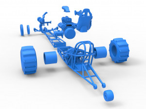 Front engine dirt dragster with turbo V8 Scale 1 to 25 3D Print Model