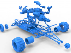 Sand drag Rail buggy Scale 1 to 25 3D Print Model