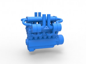 Turbo engine V12 for pulling tractor 3 Scale 1 to 25 3D Print Model