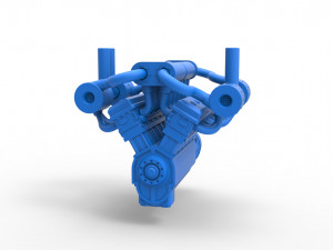 Turbo engine V12 for pulling tractor 3 Scale 1 to 25 3Dプリントモデル