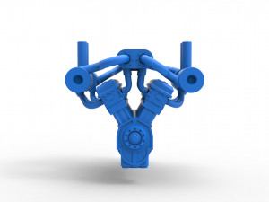 Turbo engine V12 for pulling tractor 3 Scale 1 to 25 3Dプリントモデル