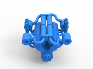 Turbo engine V12 for pulling tractor 3 Scale 1 to 25 3Dプリントモデル