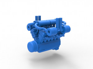 Turbo engine V12 for pulling tractor 3 Scale 1 to 25 3Dプリントモデル