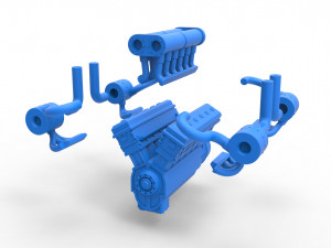 Turbo engine V12 for pulling tractor 3 Scale 1 to 25 3Dプリントモデル