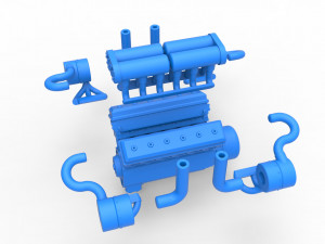 Turbo engine V12 for pulling tractor 3 Scale 1 to 25 3Dプリントモデル