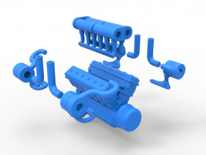 Turbo engine V12 for pulling tractor 3 Scale 1 to 25 3Dプリントモデル