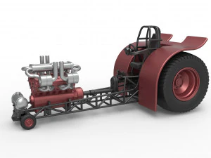Pulling tractor with single turbo engine V12 Version 2 Scale 1 to 25 3D Print Model