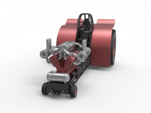 Pulling tractor with single turbo engine V12 Version 2 Scale 1 to 25 3Dプリントモデル