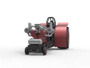 Pulling tractor with single turbo engine V12 Version 2 Scale 1 to 25 3Dプリントモデル