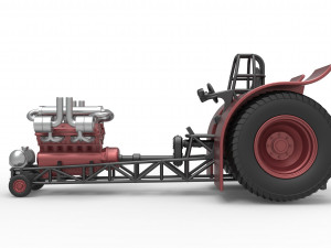 Pulling tractor with single turbo engine V12 Version 2 Scale 1 to 25 3Dプリントモデル
