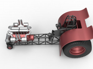 Pulling tractor with single turbo engine V12 Version 2 Scale 1 to 25 3Dプリントモデル