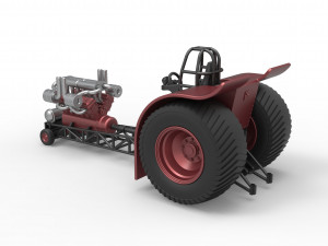 Pulling tractor with single turbo engine V12 Version 2 Scale 1 to 25 3Dプリントモデル