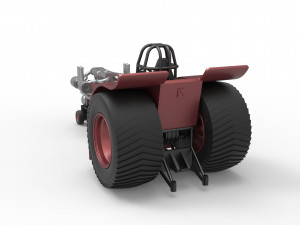 Pulling tractor with single turbo engine V12 Version 2 Scale 1 to 25 3Dプリントモデル