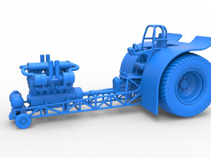 Pulling tractor with single turbo engine V12 Version 2 Scale 1 to 25 3Dプリントモデル
