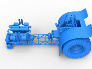 Pulling tractor with single turbo engine V12 Version 2 Scale 1 to 25 3Dプリントモデル