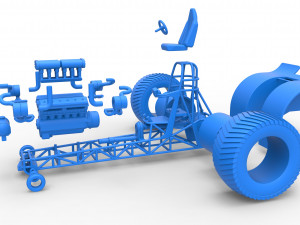 Pulling tractor with single turbo engine V12 Version 2 Scale 1 to 25 3Dプリントモデル