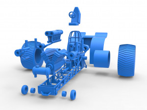 Pulling tractor with single turbo engine V12 Version 2 Scale 1 to 25 3Dプリントモデル