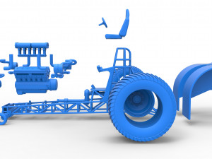 Pulling tractor with single turbo engine V12 Version 2 Scale 1 to 25 3Dプリントモデル