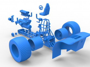 Pulling tractor with single turbo engine V12 Version 2 Scale 1 to 25 3Dプリントモデル