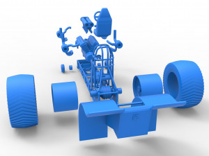 Pulling tractor with single turbo engine V12 Version 2 Scale 1 to 25 3Dプリントモデル