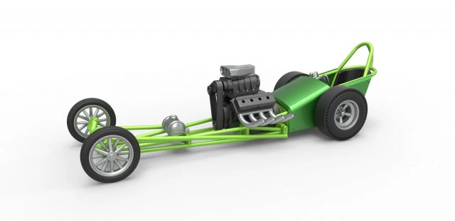 Front engine old school dragster with V8 Scale 1 to 25 3D Print Model .c4d .max .obj .3ds .fbx .stl .blend 