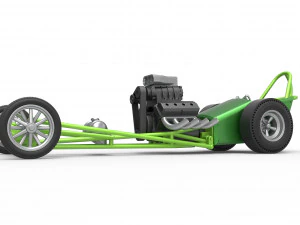 Front engine old school dragster with V8 Scale 1 to 25 3D Print Model