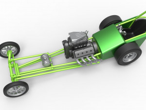 Front engine old school dragster with V8 Scale 1 to 25 3D 프린트 모델