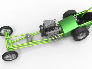 Front engine old school dragster with V8 Scale 1 to 25 3D Print Model