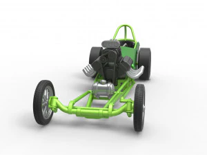 Front engine old school dragster with V8 Scale 1 to 25 3D Print Model