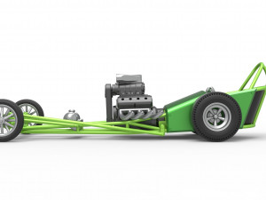 Front engine old school dragster with V8 Scale 1 to 25 3D 프린트 모델