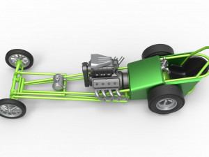 Front engine old school dragster with V8 Scale 1 to 25 3D 프린트 모델
