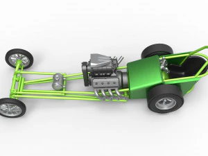 Front engine old school dragster with V8 Scale 1 to 25 3D Print Model