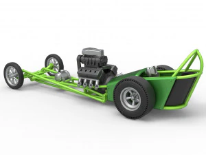 Front engine old school dragster with V8 Scale 1 to 25 3D Print Model