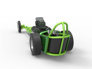 Front engine old school dragster with V8 Scale 1 to 25 3D 프린트 모델