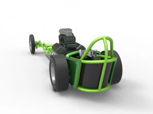 Front engine old school dragster with V8 Scale 1 to 25 3D Print Model