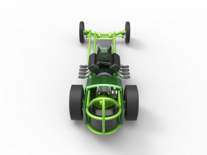 Front engine old school dragster with V8 Scale 1 to 25 3D 프린트 모델