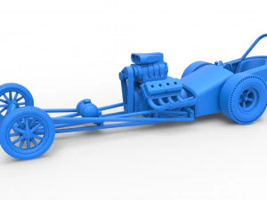 Front engine old school dragster with V8 Scale 1 to 25 3D Print Model