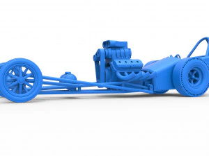 Front engine old school dragster with V8 Scale 1 to 25 3D Print Model