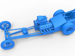 Front engine old school dragster with V8 Scale 1 to 25 3D Print Model