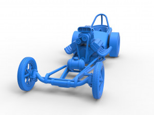 Front engine old school dragster with V8 Scale 1 to 25 3D 프린트 모델