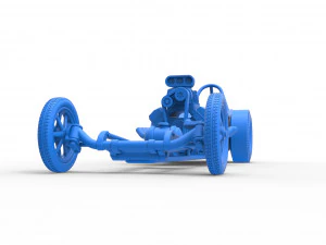 Front engine old school dragster with V8 Scale 1 to 25 3D Print Model