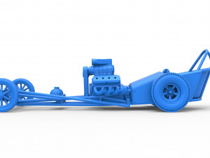 Front engine old school dragster with V8 Scale 1 to 25 3D 프린트 모델