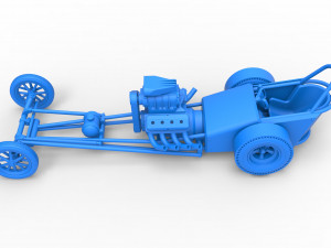 Front engine old school dragster with V8 Scale 1 to 25 3D 프린트 모델