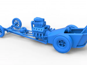 Front engine old school dragster with V8 Scale 1 to 25 3D Print Model